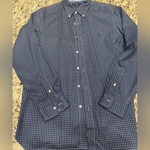 Men's quiet luxury X-large Blue classic Checkered plaid Ralph Lauren button down